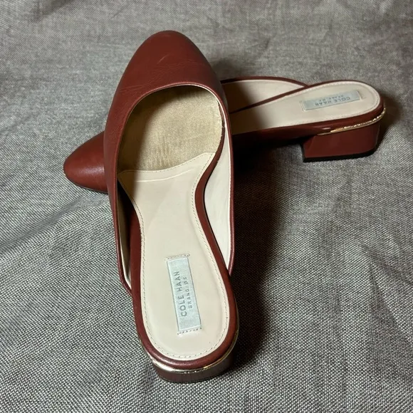 Cole Haan Women's Laree Slide Shoes Sandal Leather Brown Size 8.5