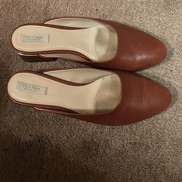 Cole Haan Women's Laree Slide Shoes Sandal Leather Brown Size 8.5
