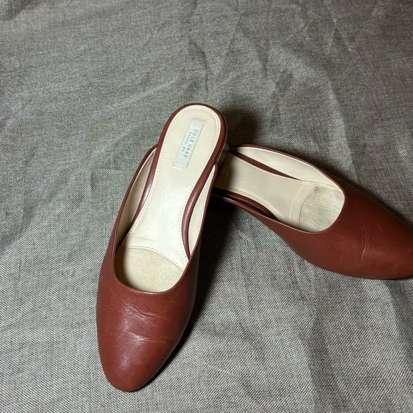 Cole Haan Women's Laree Slide Shoes Sandal Leather Brown Size 8.5