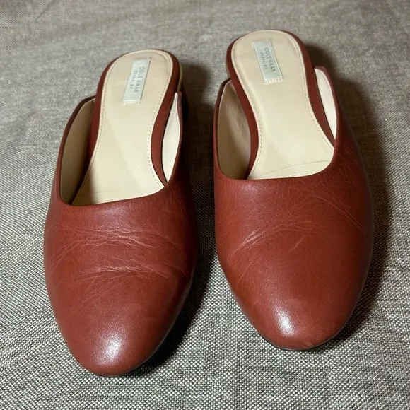 Cole Haan Women's Laree Slide Shoes Sandal Leather Brown Size 8.5