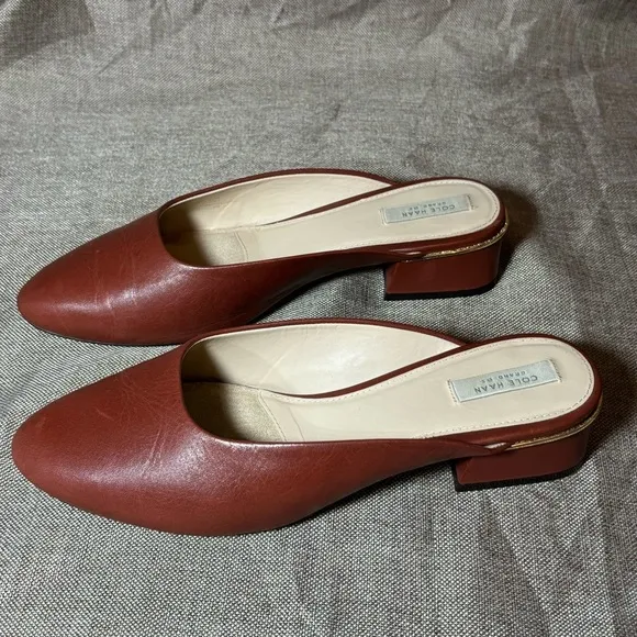 Cole Haan Women's Laree Slide Shoes Sandal Leather Brown Size 8.5