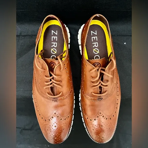 Cole Haan Zerogrand Tan Wingtip Oxford dress shoes