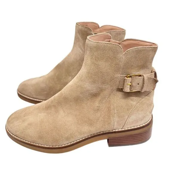 Cole Haan Boots Size 9B Tan Leather Suede Hampshire Buckle Bootie NEW