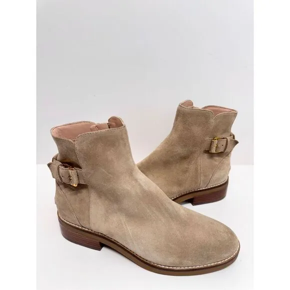 Cole Haan Boots Size 9B Tan Leather Suede Hampshire Buckle Bootie NEW