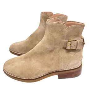 Cole Haan Boots Size 9B Tan Leather Suede Hampshire Buckle Bootie NEW