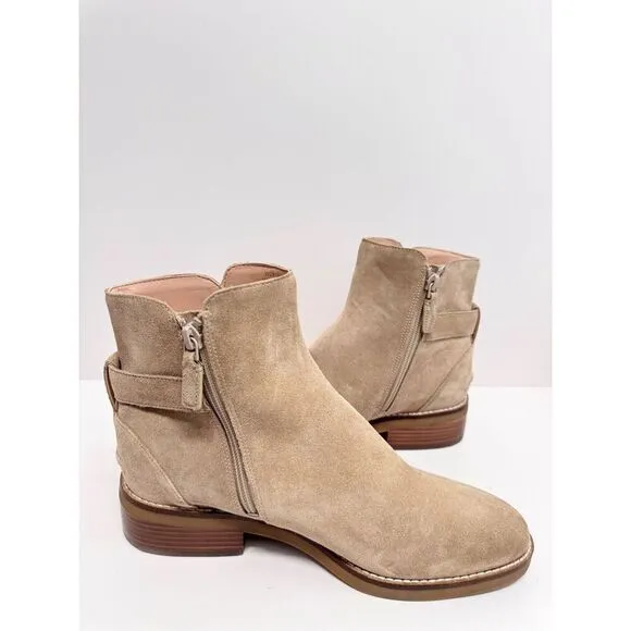 Cole Haan Boots Size 9B Tan Leather Suede Hampshire Buckle Bootie NEW