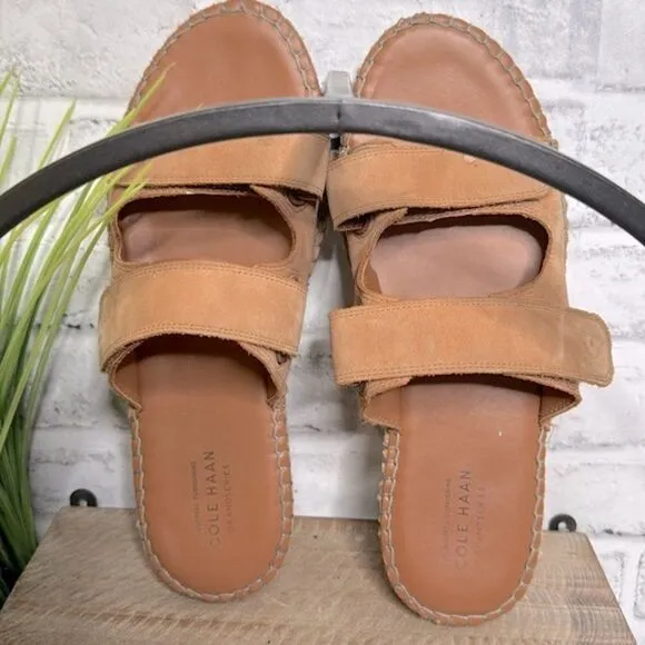Cole Haan Cloudfeel Espadrille Pecan Slides Sandals Size 9 Suede