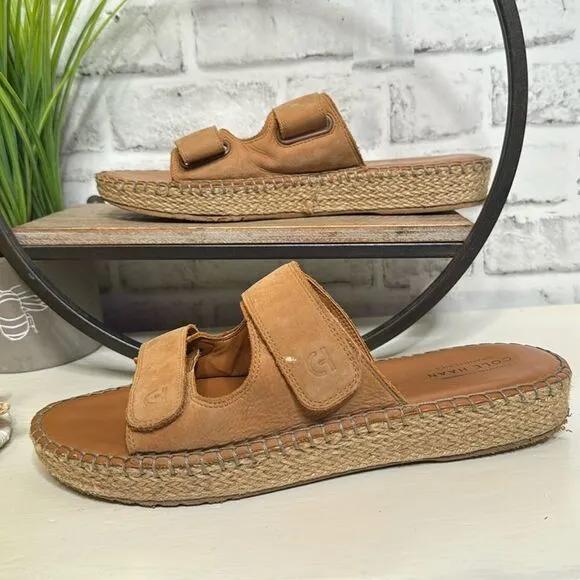 Cole Haan Cloudfeel Espadrille Pecan Slides Sandals Size 9 Suede