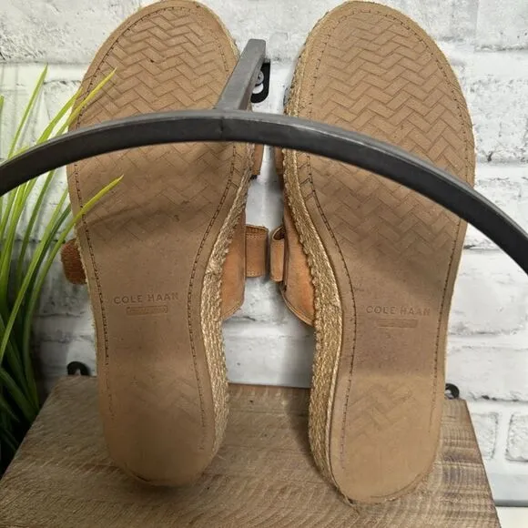 Cole Haan Cloudfeel Espadrille Pecan Slides Sandals Size 9 Suede