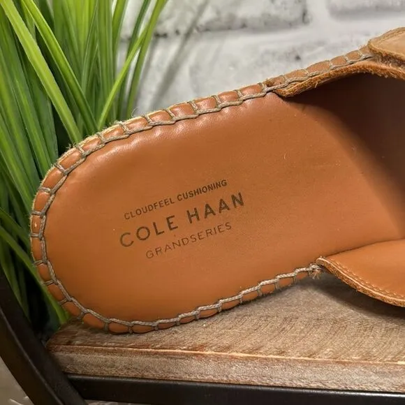 Cole Haan Cloudfeel Espadrille Pecan Slides Sandals Size 9 Suede