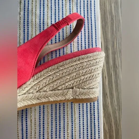 Cole Haan Espadrille  Womens  Sz 9.5 Cloudfeel  Wedge Sandals Coral Orange NEW