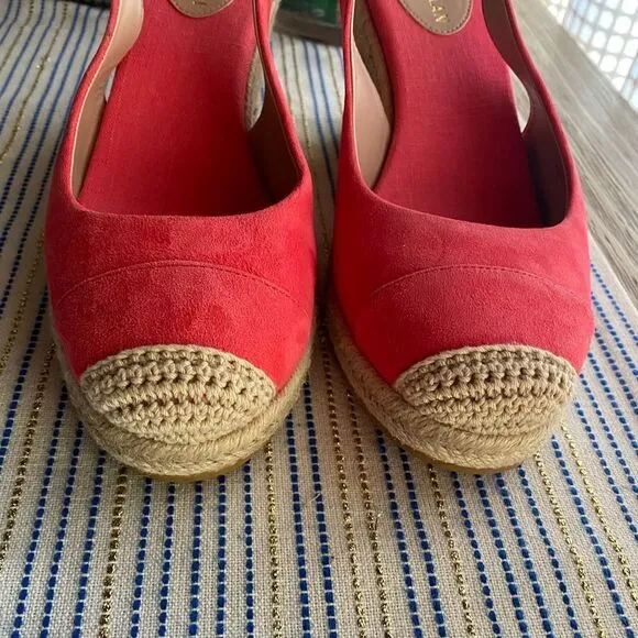 Cole Haan Espadrille  Womens  Sz 9.5 Cloudfeel  Wedge Sandals Coral Orange NEW