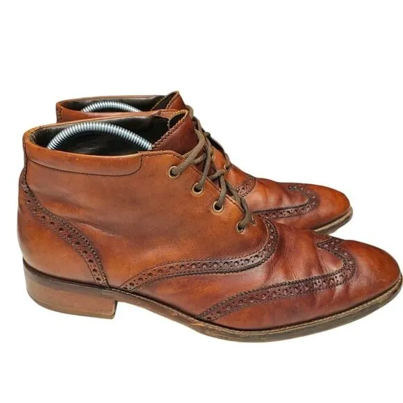Cole Haan Mens Ankle Boots Liam Chukka Wingtip Leather Brown C11053 US | 11 GUC