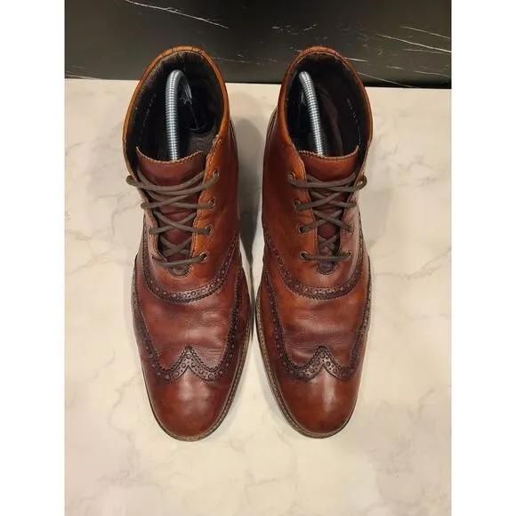 Cole Haan Mens Ankle Boots Liam Chukka Wingtip Leather Brown C11053 US | 11 GUC