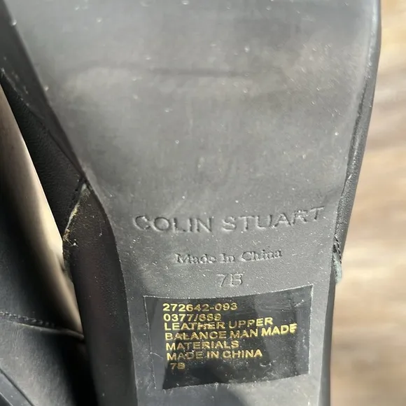 Colin Stuart leather Black Cutout Knee-High tall platform heeled Boots size 7