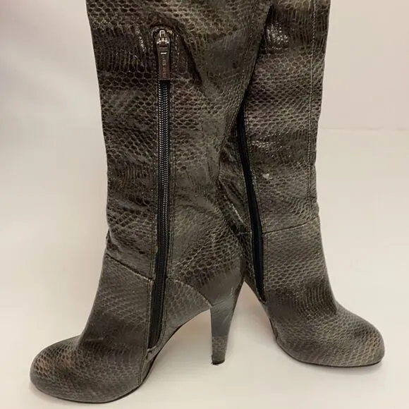 Colin Stuart Snake Print over the knee Heeled Boots size 6B A11