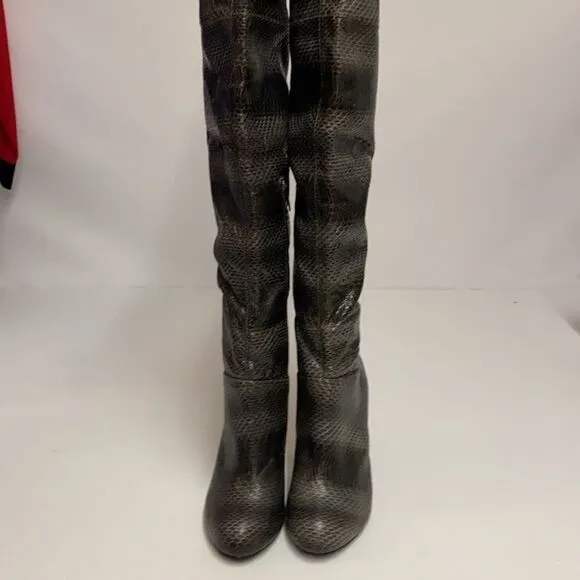 Colin Stuart Snake Print over the knee Heeled Boots size 6B A11