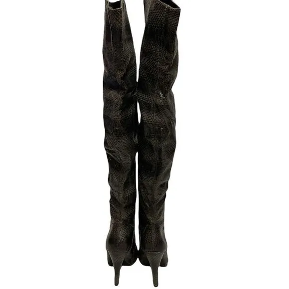 Colin Stuart Snake Print over the knee Heeled Boots size 6B A11