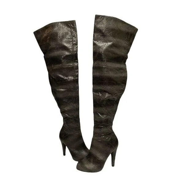 Colin Stuart Snake Print over the knee Heeled Boots size 6B A11