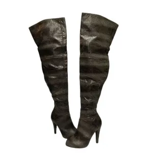 Colin Stuart Snake Print over the knee Heeled Boots size 6B A11