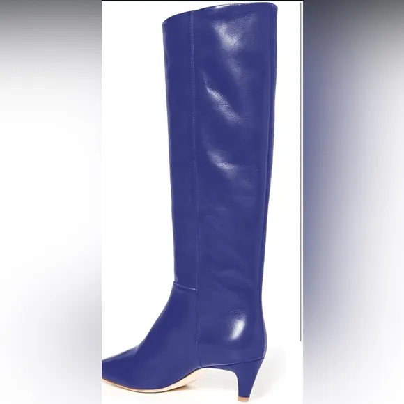 Comfortable Low Kitten Heel Knee High Boots Fashion Square Toe Slip Chic Knee
