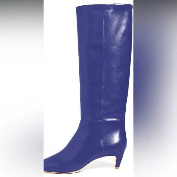 Comfortable Low Kitten Heel Knee High Boots Fashion Square Toe Slip Chic Knee