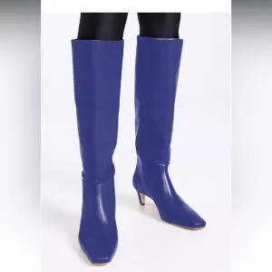 Comfortable Low Kitten Heel Knee High Boots Fashion Square Toe Slip Chic Knee