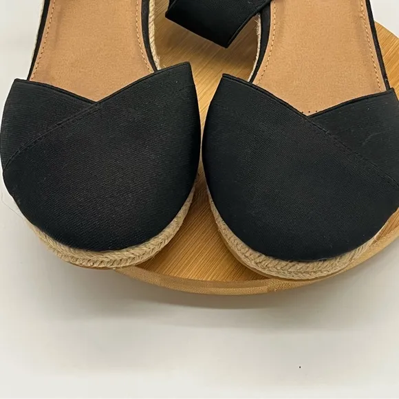 COMFORTVIEW ABRA Black Espadrille Wedge Slingback Sandals Size 11