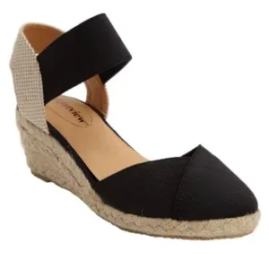 COMFORTVIEW ABRA Black Espadrille Wedge Slingback Sandals Size 11