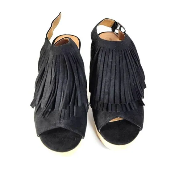 Comfortview Diane Espadrille Sandals Black Womens Size 9M