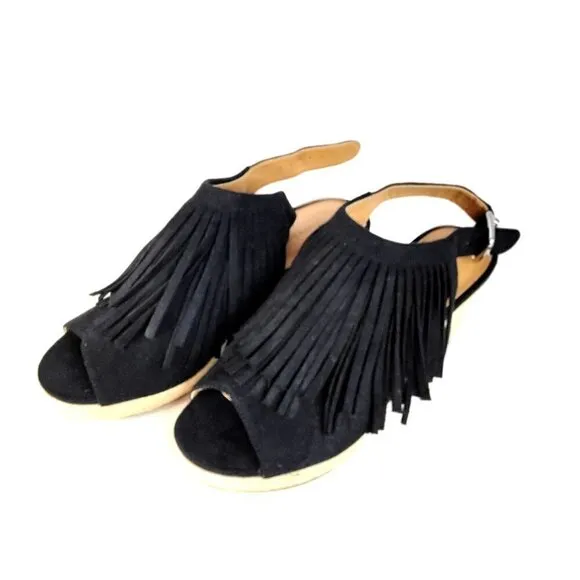 Comfortview Diane Espadrille Sandals Black Womens Size 9M