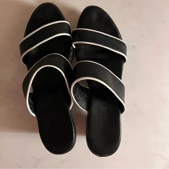 Cordani Made in Italy Italian Leather Black and White Women's Platform Sandals