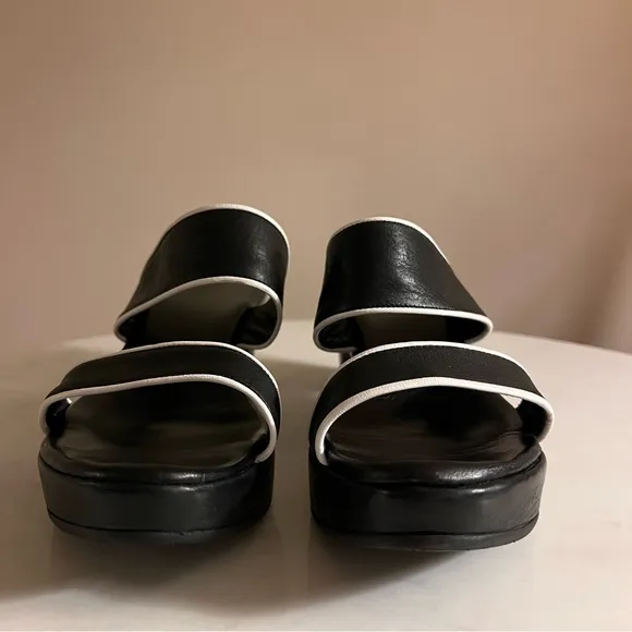 Cordani Made in Italy Italian Leather Black and White Women's Platform Sandals