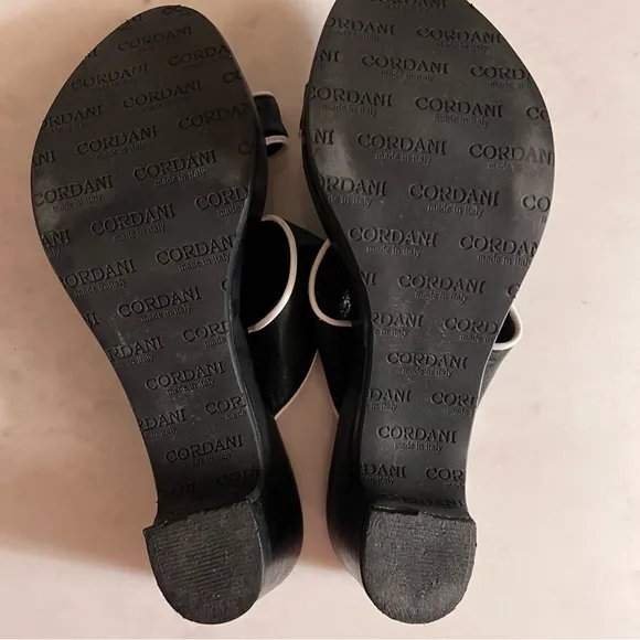 Cordani Made in Italy Italian Leather Black and White Women's Platform Sandals