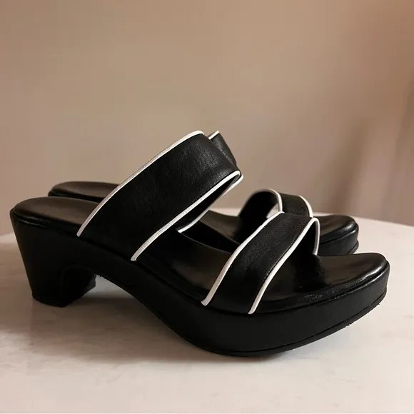 Cordani Made in Italy Italian Leather Black and White Women's Platform Sandals