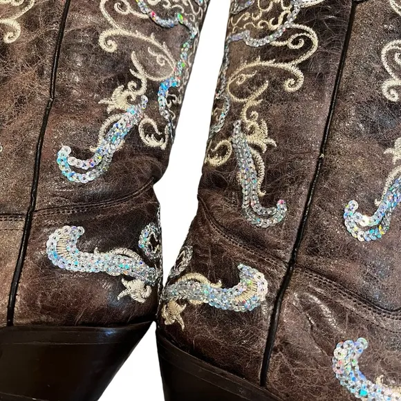 Corral Women's Tobacco Silver Cross Boots, Sz 6.5