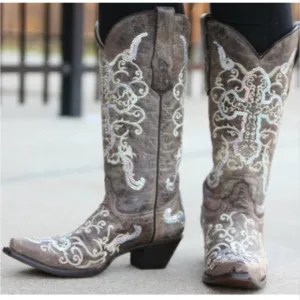 Corral Women's Tobacco Silver Cross Boots, Sz 6.5