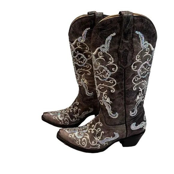 Corral Women's Tobacco Silver Cross Boots, Sz 6.5