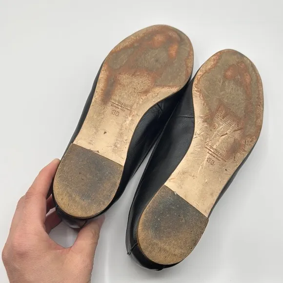 Country Road Black Leather Ballet Flats