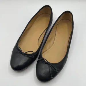 Country Road Black Leather Ballet Flats