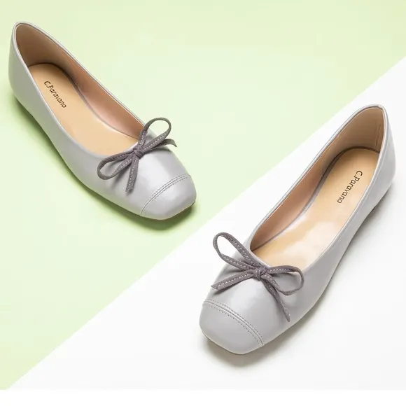 C.Paravano women’s NWT s 42 flats with bowknot/casual slip on dress shoes Grey