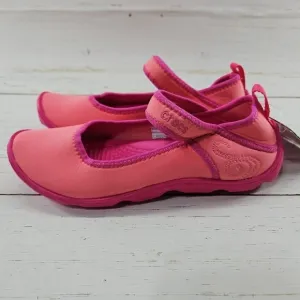 Crocs Duet‎ Busy Day Coral Pink Mary Jane Slip On Shoes Girls J2 Ballet 15352