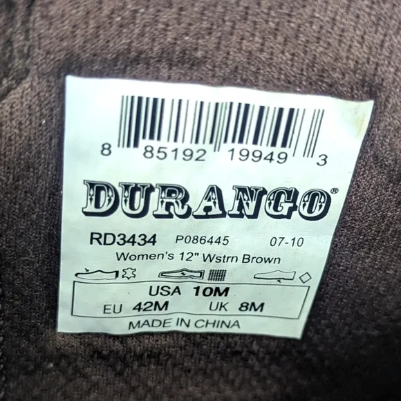 Crush by Durango Crackle Western Boots Leather Womens 10 Brown Pointed Toe