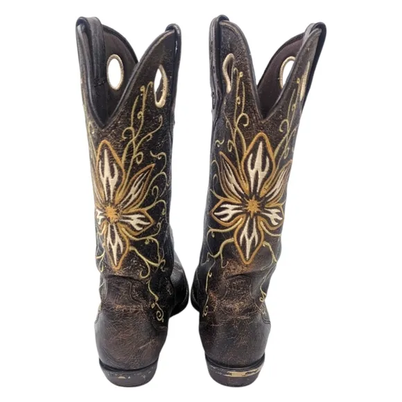 Crush by Durango Crackle Western Boots Leather Womens 10 Brown Pointed Toe