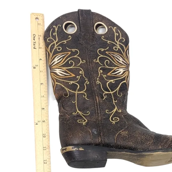 Crush by Durango Crackle Western Boots Leather Womens 10 Brown Pointed Toe