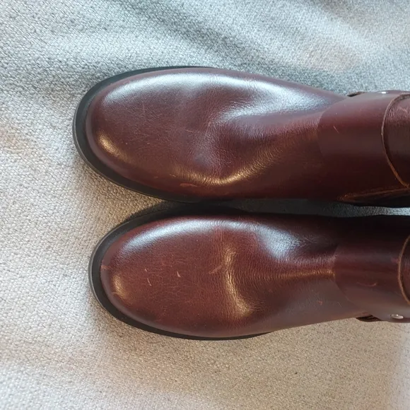 Cruza Deep Brown Ankle Boots with Elastic Panels and Low Stacked Heel Sz 39/8.5