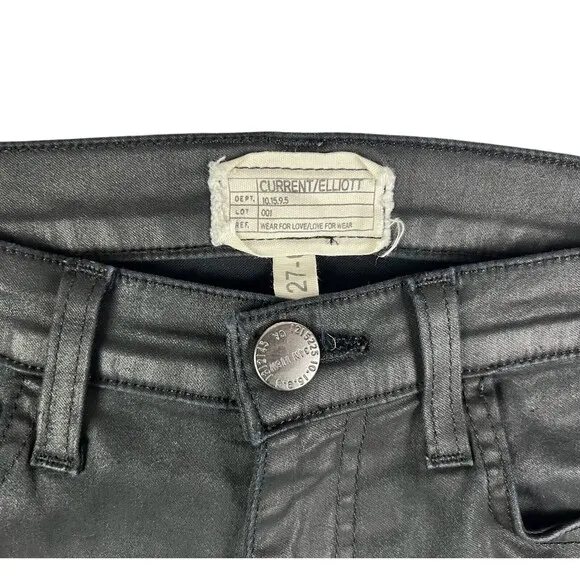 Current Elliott The Stiletto Jeans  Women's Size 27  Black Coated Denim