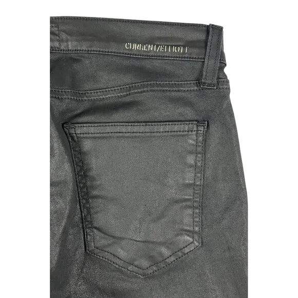 Current Elliott The Stiletto Jeans  Women's Size 27  Black Coated Denim