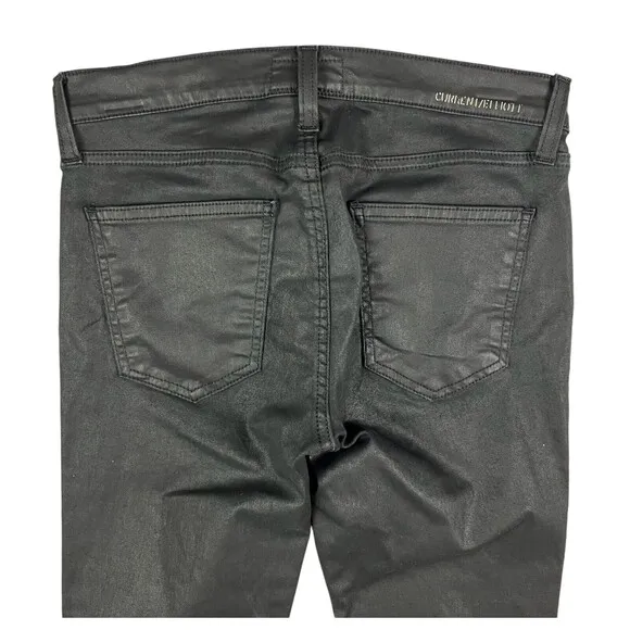 Current Elliott The Stiletto Jeans  Women's Size 27  Black Coated Denim