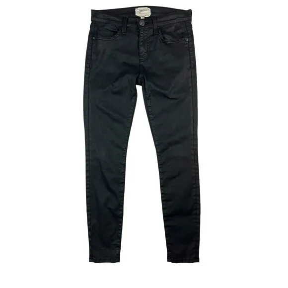 Current Elliott The Stiletto Jeans  Women's Size 27  Black Coated Denim